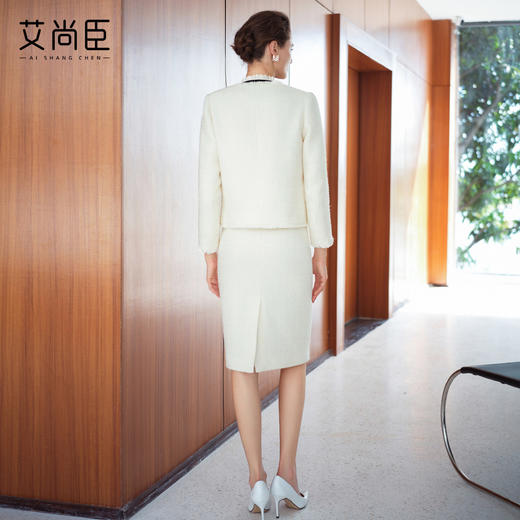 艾尚臣小香风西装套装女圆领长袖套裙职业装气质通勤西服两件套春 商品图4