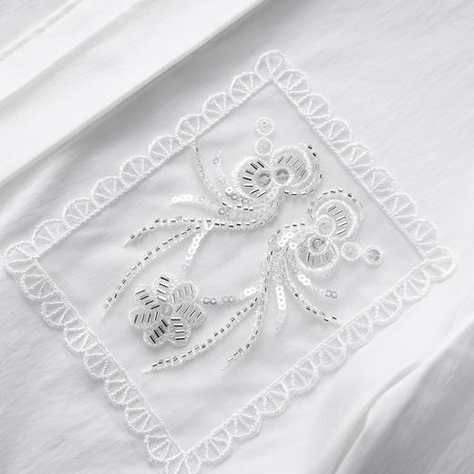 「高货wl」全新升级【铂金会员275/天猫369/差价94】(12230)洛诗琳2026春季新款简约淡雅天丝棉钉珠亮片刺绣长袖衬衫 商品图3