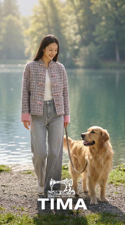 中式撞色拼接袖前短后长立领外套 商品图7