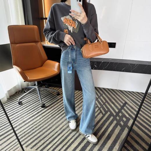超绝比例神裤！2026四面弹窄版阔腿牛仔裤女春新款高腰直筒裤！ 商品图2