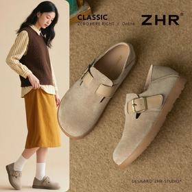 ZHR则则复古休闲勃肯鞋女秋季新款一脚蹬软底单鞋百搭懒人豆豆鞋