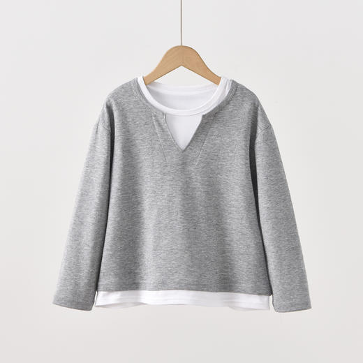 【MUBENMI木本木米2609假两件休闲卫衣】这件假两件卫衣我家娃穿了不想脱！韩系穿搭轻松拿捏，简单配色，是春天的“出场设置”，松弛感满满，穿上秒变韩系酷帅小孩~ 商品图7