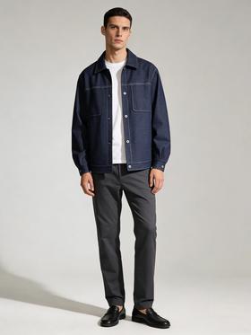 【利落翻领 大口袋设计 复古感直接拉满】挺括有型情侣仿牛仔夹克衬衣（E50-G6683）