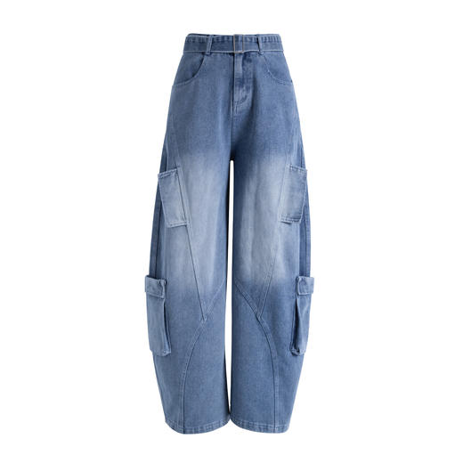 【YW】无忧购春季时尚休闲高腰显瘦水洗弯刀工装牛仔裤N090/N091（截单后3-5天发货） 商品图6