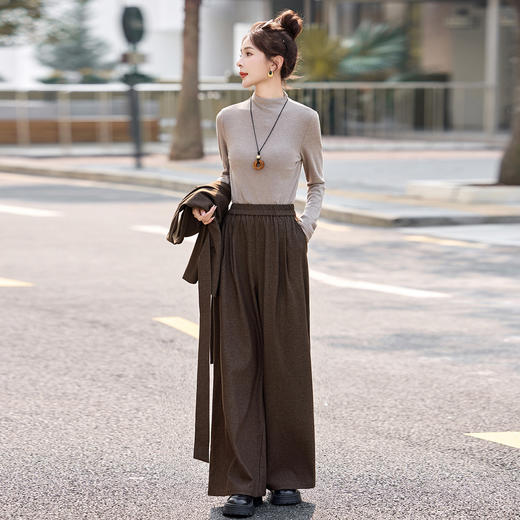 韩系裙子套装2026新款女装气质通勤时尚打底衫马甲阔腿裤三件套 商品图2