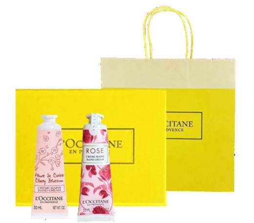 欧舒丹 手霜伴手礼黄色礼盒装 (玫瑰之心润手霜30ml+甜蜜樱花润手霜30ml) 商品图0