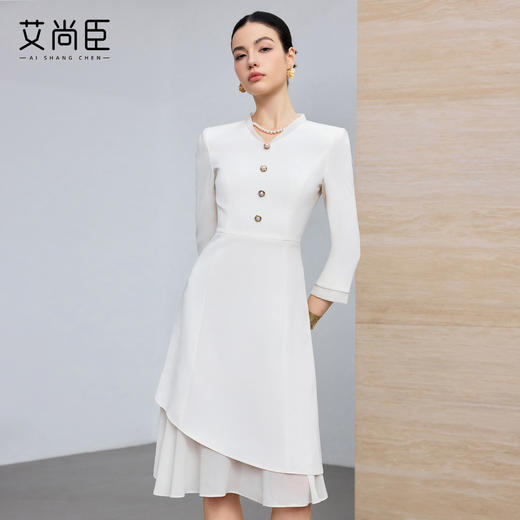 艾尚臣经典白月光轻奢优雅职业连衣裙女收腰显瘦通勤裙子气质女神 商品图0