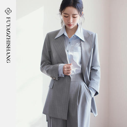 FUYAO扶摇直上 职场新贵风西装套装女春季通勤阔版阔版西服两件套 商品图3