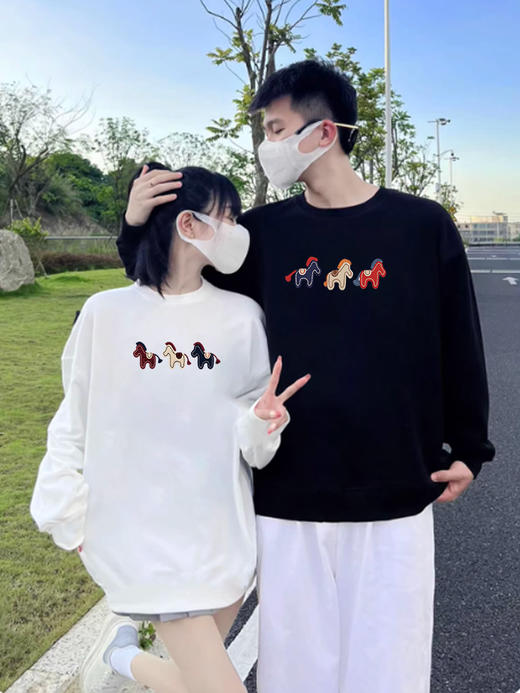 【YW】无忧购情侣款韩版卡通印花简约休闲纯棉长袖t恤（截单后7天发货) 商品图7