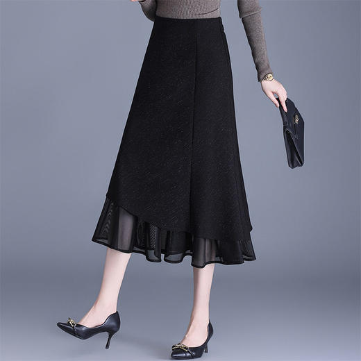 「自」全新升级【铂金会员128/天猫169/差价41】(13949)洛诗琳气质网纱拼接鱼尾半身裙2026春季新款高腰显瘦A字裙13949 商品图2
