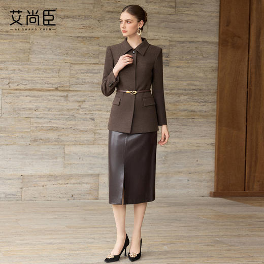艾尚臣【暖棕醇韵】翻领短外套女职场高级感上衣职业西装秋冬呢子 商品图3