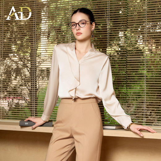 AD高端品牌缎面长袖衬衫女春季2026新款高级感职场大女主通勤穿搭 商品图0