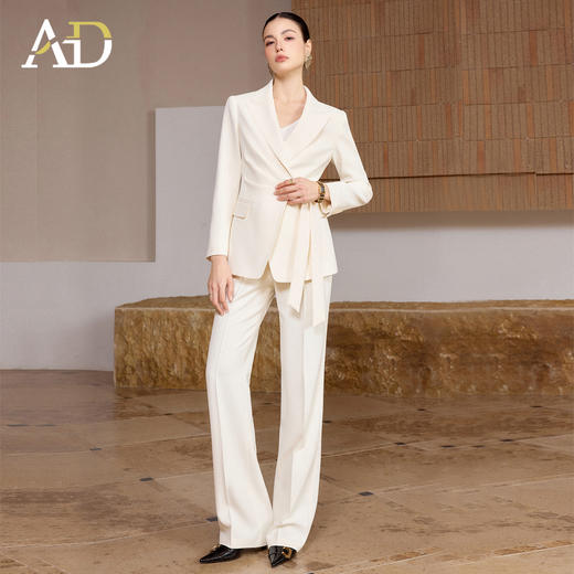 AD白色西装套装女春秋2026新款高级感爆款穿搭职业装阔腿裤两件套 商品图1