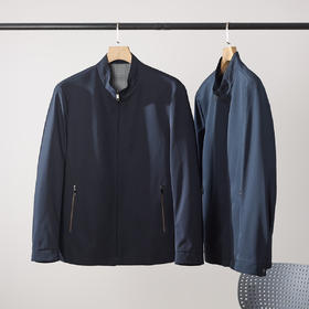 简约透气！2026春秋外茂纯色时尚百搭修身男士商务立领休闲行政夹克外套！