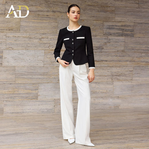 AD黑白撞色西装套装女正式场合两件套2026春季通勤长袖外套职业装 商品图1