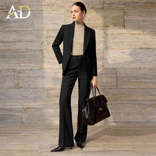 AD轻奢高级感黑色西装套装女春季2026新款爆款巨好看喇叭裤两件套 商品图0