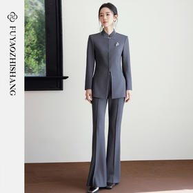 FUYAO扶摇直上 青年装立领新中式西装套装女通勤长袖正装正式场合