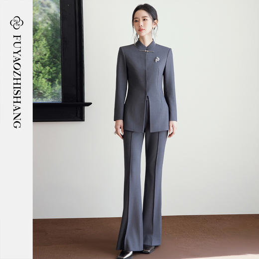 FUYAO扶摇直上 青年装立领新中式西装套装女通勤长袖正装正式场合 商品图0