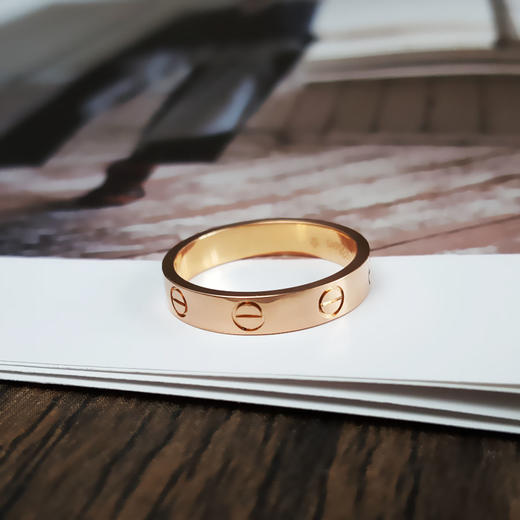 【天然正品】AU750玫瑰金简约时尚LOVE定制款戒指 53号300126TJ35 商品图3