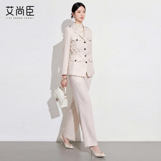 艾尚臣通勤西装套装女春季学院风米色两件套职场穿搭商务西服正装 商品图3