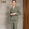 艾尚臣通勤风收腰西装套装女复古松绿色职业装气质正装束腰西服 商品缩略图1