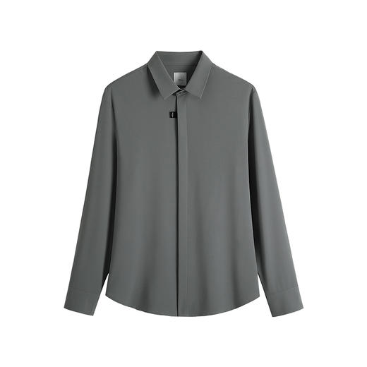 HIM漢崇 商务斯文长袖衬衫男经典方领修身日常通勤衬衣 2025秋季 商品图4