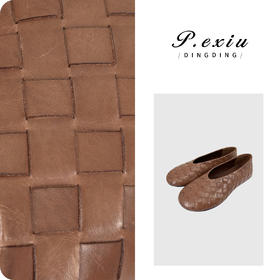 PanYiXiu/潘依绣头层牛皮小众复古编织通勤一脚蹬平底鞋 QL110905