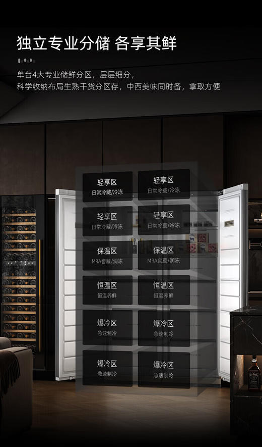 卡萨帝（Casarte）340组合对开门立式柜超低温锁鲜超薄内嵌式680升大容量双拼立式柜变频风冷无霜超低温立式冻藏柜电冰柜 茉莉白冷藏冷冻组合对开 680升 商品图2