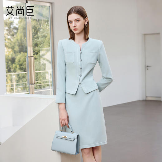 艾尚臣小香风西装套装女高级感圆领小个子时尚套装简约通勤职业装 商品图2