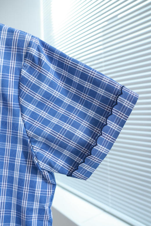 宝蓝日记|文艺双层彼得翻领格纹衬衣 商品图2