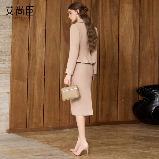 艾尚臣【迪木尔风】通勤毛呢子西装套装女职业装暖冬质简两件套厚 商品图4