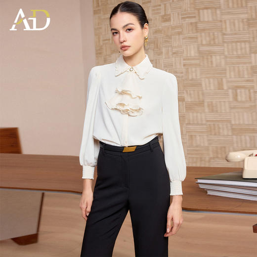 AD正式场合职业装套装女春季2026新款白色衬衫西裤职场穿搭一整套 商品图0