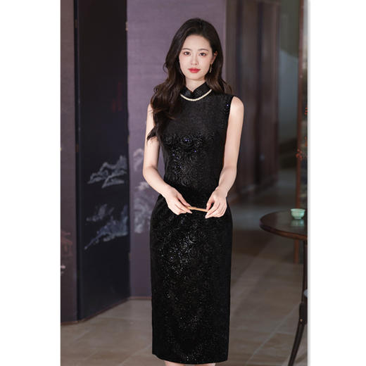 红色新中式港风无袖改良旗袍2026新款年轻款新娘敬酒服订婚旗袍裙SYK31615 商品图3