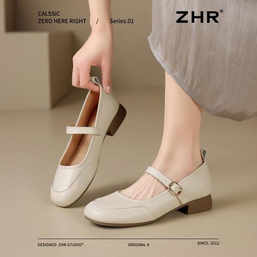 ZHR玛丽珍鞋女2025新款法式圆头浅口单鞋女时尚百搭平底ins小皮鞋 商品图6