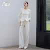 AD职业西装长裤女春季2026新款白色西装套装镶边圆领外套正装裤子 商品缩略图2