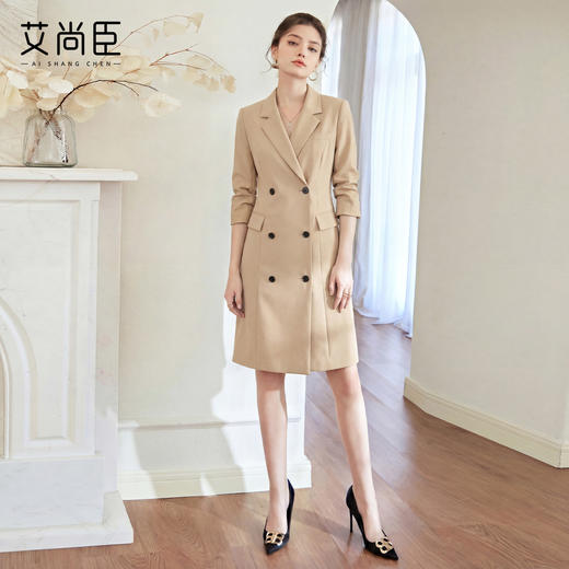 艾尚臣轻熟风西装领连衣裙女主持人上台裙子职场高级感显瘦中长款 商品图0