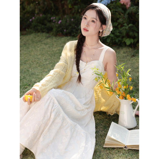 鹿向南「白雾星海」法式无袖连衣裙女2026春小个子高腰度假吊带裙 商品图0