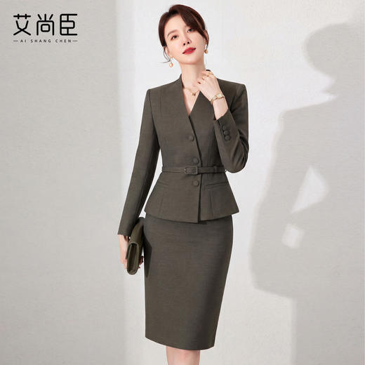 艾尚臣长袖西装半裙两件套女2026年春季高级感西服通勤职业装套装 商品图0