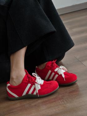 ELLE新软弹内增高复古三条杠软底德训鞋