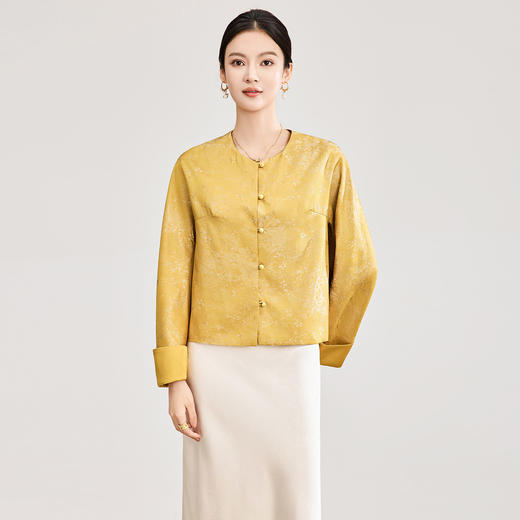 「高货wl」全新升级【铂金会员404/天猫549/差价145】(11957)洛诗琳新中式晕染银丝提花锦缎外套2026春季国风短外套 商品图1