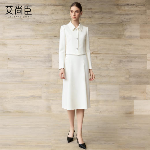 艾尚臣法式西装套装女冬季米白色职业正装轻熟风高级感西服两件套 商品图3