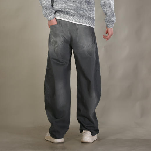 DRONKOO 2026 抽绳半松紧前交叉破骨多位喷色中厚牛仔长裤 商品图4