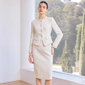 艾尚臣小香风重工钉珠西装套装女主持人显瘦职业高级感时尚套裙春