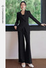 FUYAO扶摇直上 职场极简风黑色西装套装女直筒裤两件套通勤穿搭春 商品缩略图5