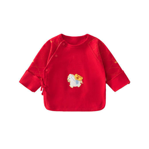 新生儿半背衣四季款纯棉和尚服上衣马宝宝月子满月大红婴儿内衣52 商品图4