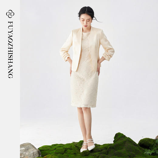 FUYAO扶摇直上 轻奢奶油白西装两件套女西服职业装正装高级感通勤 商品图0