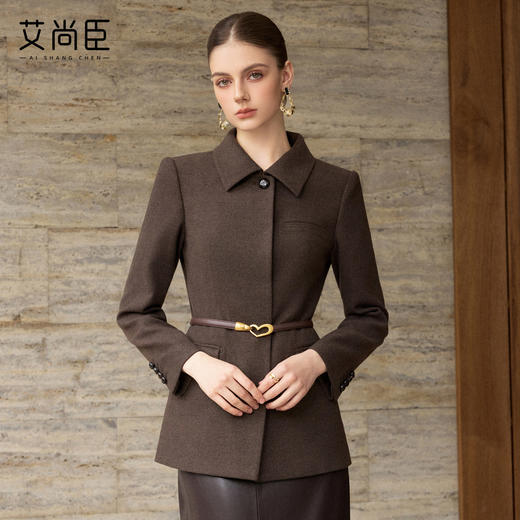 艾尚臣【暖棕醇韵】翻领短外套女职场高级感上衣职业西装秋冬呢子 商品图4