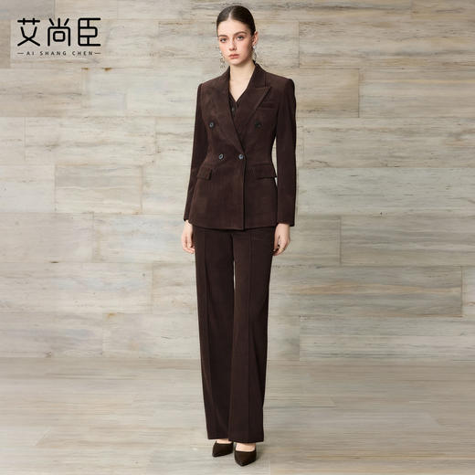 艾尚臣长袖商务西装套装女冬季双排扣收腰西服正装职业装气质女装 商品图3