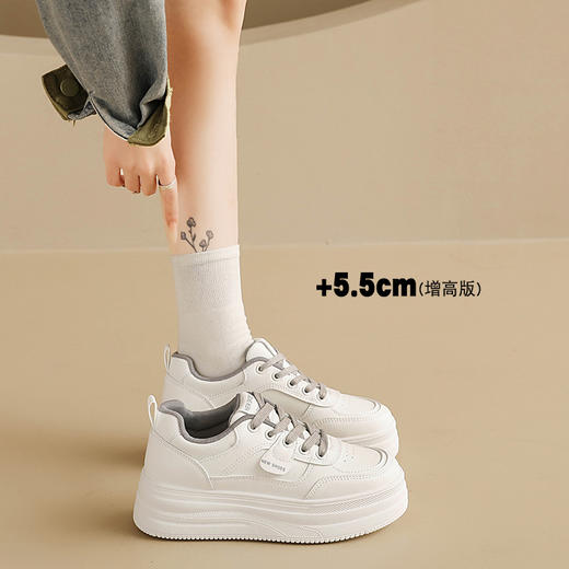 MZT 【春款厚底小白鞋】跟高5.5cm左右，透气不闷脚，不臭脚，不磨脚、包裹性好，高颜值百搭!#L 商品图3