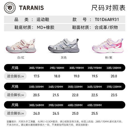 【新品】泰兰尼斯春款中大童时尚超轻跑步鞋运动鞋T01D6A8931 商品图3